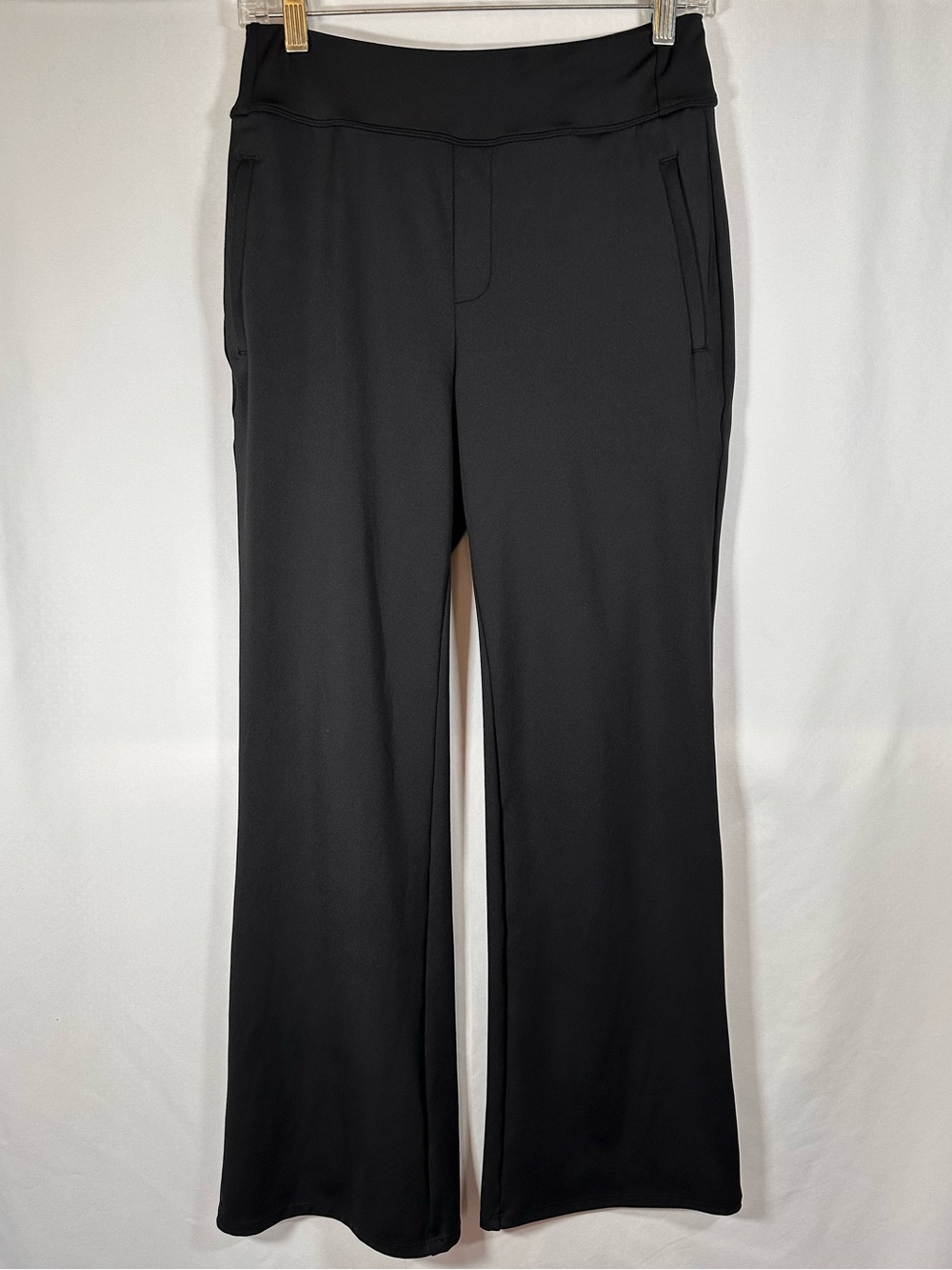 Halara Flex DayStretch Mid Rise Side Zipper Pockets Work Flare Pants Black S Reg